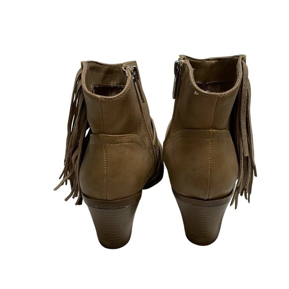 Circus By Sam Edelman Size 6.5M Tan Faux Suede Ankle Boots With Fringe Detail - Picture 3 of 11